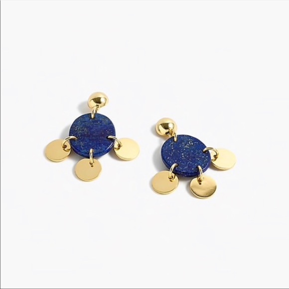 J. Crew Lapis Drop Stone & Disc Earrings - Picture 1 of 5